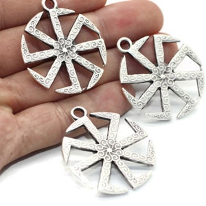 Antique Silver Spiral Charms, Necklace charms, Gothic charms, Mystic charms, wind rose charms, Mill charms, silver charms, Necklace pendant