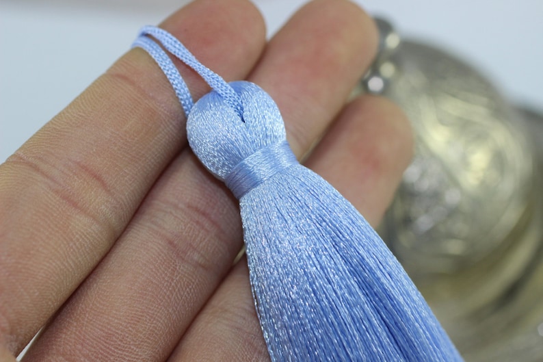 Light Blue Extra Large Silky Tassel 110 Mm Large Tassels Etsy