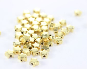 Matt vergoldete Sterne Perlen, 6 mm Stern Spacer, CCB kleine Stern Charms, CCB Perlen, Stern Bead, 6 mm Perlen, AKS 099