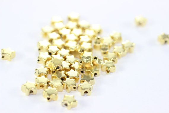 Matt Gold Plated Star Beads, 6mm Star Spacers, CCB Tiny Star Charms, CCB Beads, Star Bead, 6mm beads, AKS 099