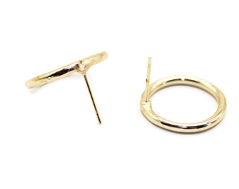 Gold Plated Round Earring Hooks, 19 mm Ear Wires, Earring Findings, Round Earring Posts, Gold Ear Wires, making earrings,  ERRE
