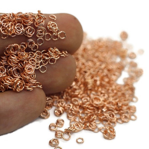 3 mm Rose Gold Jump Rings, 3 mm Tiny Jump Ring Connector, Jumpring, chain mail jump, rose jumprings, chain maille, 3mm jumprings, JMPR