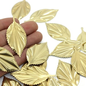 Raw Brass Leaf Charms, 30 x 60mm Huge Leaf Pendant, Necklace Pendant, Earring charms, Large Pendant, Floral charms, LHPC