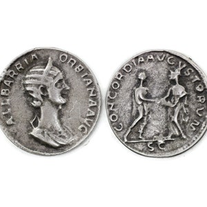 Roman Imperial Coins of Orbiana Antique silver coin, 28mm Roman Empire artifact, Ancient Greek Rome art coins, Historical Replica coins, HST