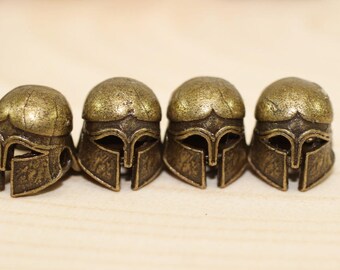 Antique Bronze Gladiator Beads, 13 mm Helmet Beads with Two Holes, Spartan Helmet Bracelet Charms - Gladiator Helmet, Bracelet Beads