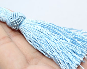 Sky Blue Thread Tassels, 80mm Thick Tassels, tassel for jewelry, jewelry making, necklace tassels, earring tassels, silk tassels, TSPS