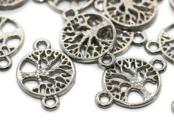 Antique Silver Tree of Life Charm, 15x22mm Tree of Life Bracelet Connectors, Jewelry Connectors, Bracelet charms, Tree charm, TROC