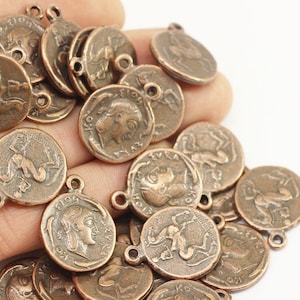 Antike Kupfermünzen, 20 x 25 mm Kupferanhänger, doppelseitige Reize, antike griechische Münzanhänger, Medaillonanhänger, Münzen, römische Münzen, HRCC