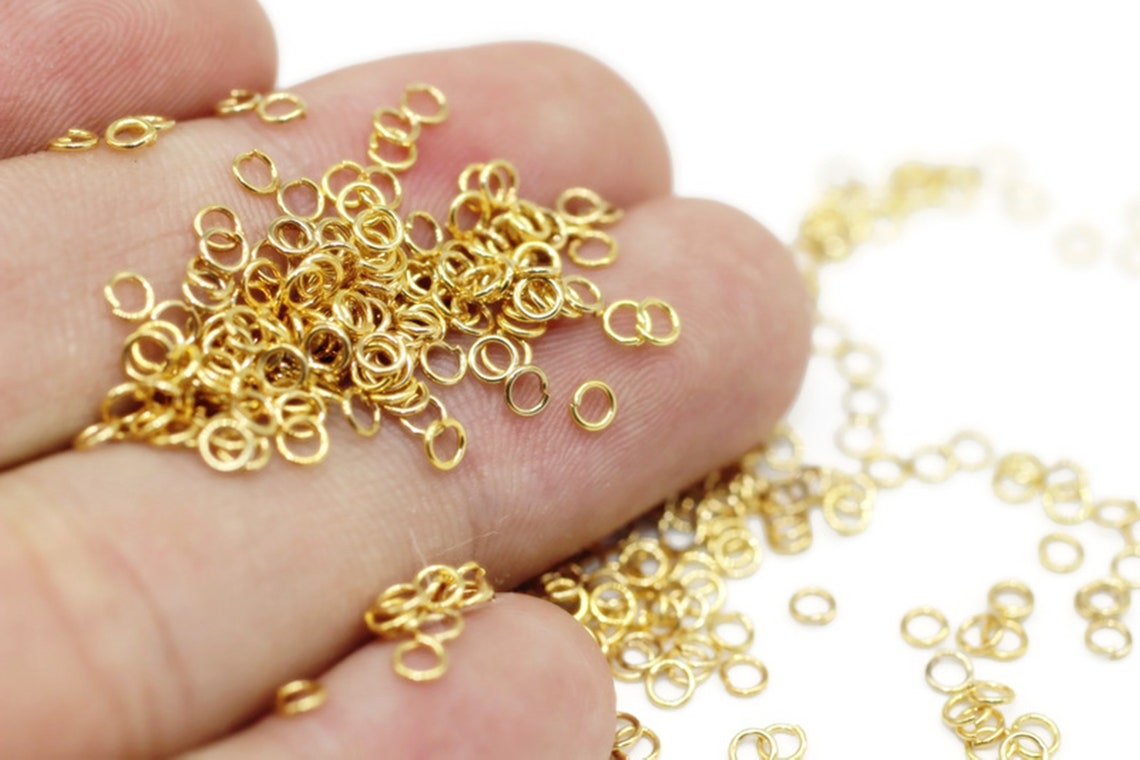 3 Mm Shiny Gold Plated Jump Rings Tiny Jump Ring Connector Etsy