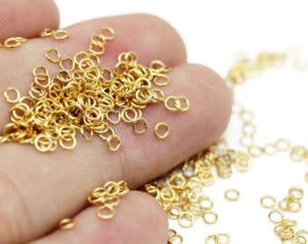 3 mm Shiny Gold Plated Jump Rings, Tiny Jump Ring Connector, Gold Plated Tiny Connectors, Gold Plated Ring Findings, 3mm Jumprings, JMPH