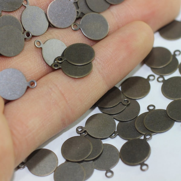 Antique Bronze Pewter Charms - 13 mm Sequin Findings - Oval Stamping Blanks - Stamping Tags, Stamped Disc, Disc, Stamp, SRHP