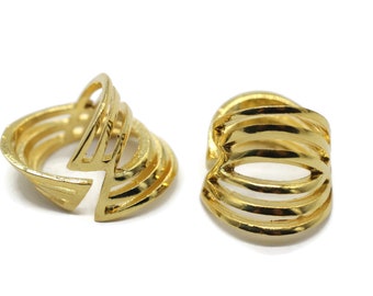 Adjustable 24K Shiny Gold Plated Zig Zag Rings | Planet Rings | Saturn Rings | Adjustable Brass Rings | Space Rings,  SPCE1