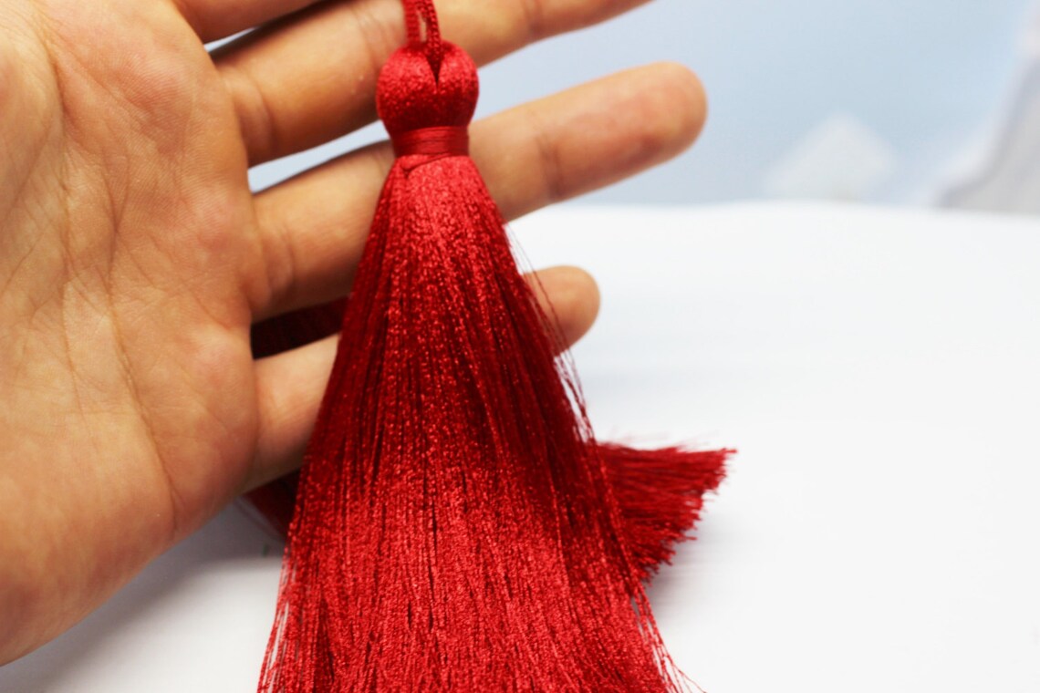 Red Tassel Extra Large Silky Tassel 11 Cm Large Tassels Etsy