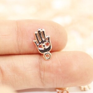 Rose Gold Plated Hamsa Charms - Hamsa Bracelet and Necklace Findings - 8x15 mm Tiny Hamsa Charms - Hamsa Pendant - Rose Gold Fatima