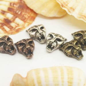 Puma Bracelet Bead, 12 x 17mm Puma Skull Beads, Copper Puma beads , Jaguar Bracelet beads, animal beads , Bracelet beads