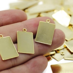 14x23mm Shiny Gold Rectangle Blanks, rectangle stamping blanks, Brass Blanks, Brass Rectangle charms, laser charms, brass finding, STRB