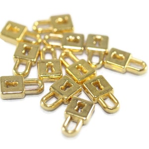 Gold Plated Padlock Charms, 5x9mm Mini Pendant Charms, Padlock Pendant, Bracelet Charms