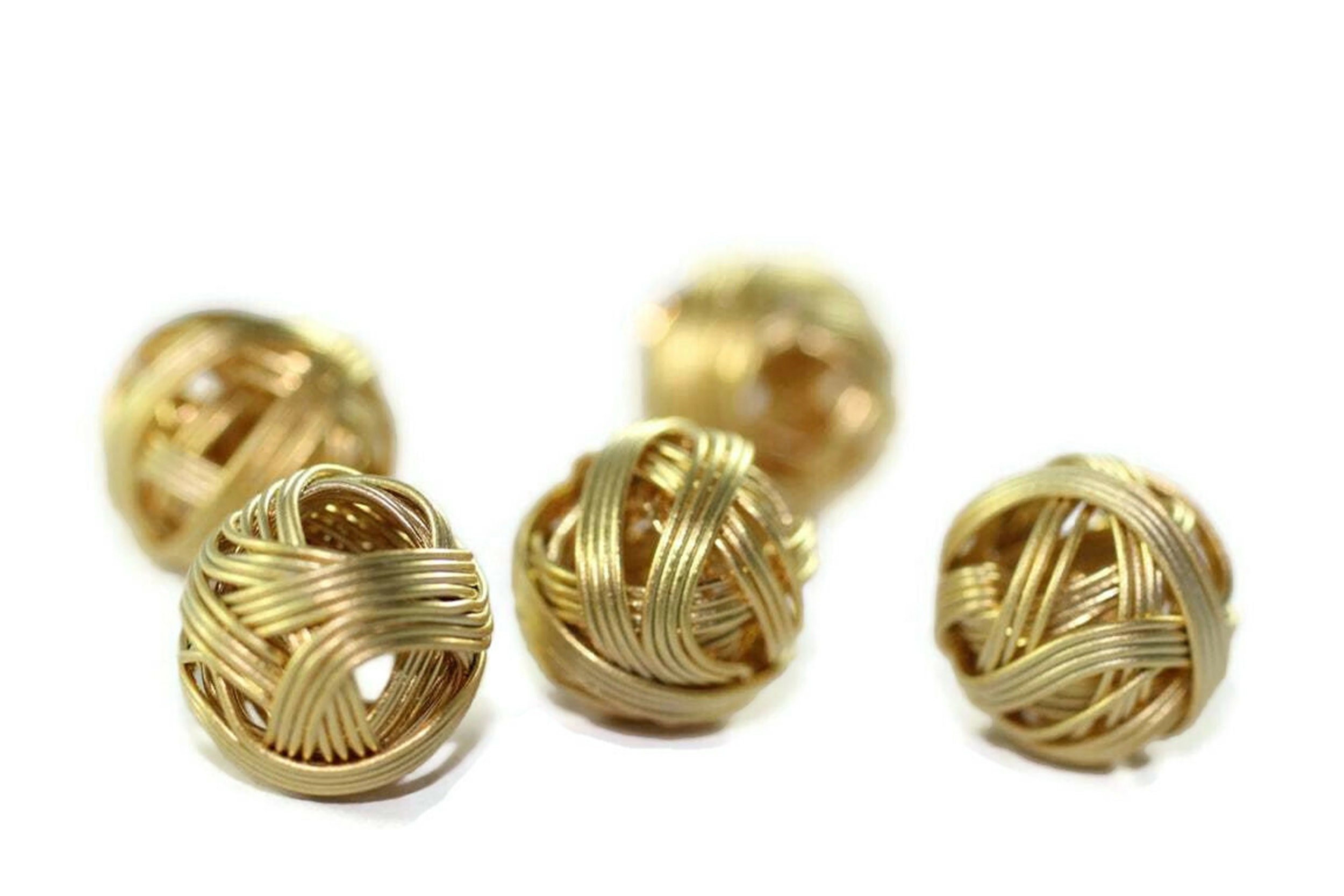 Gold Plated Tiny Cute Beads Metal Wire Balls Wire Wrapped - Etsy