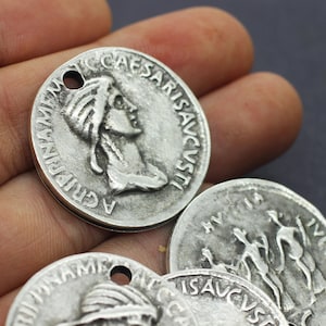 Agrippina the Younger, Roman Empress Matt Silver Coins, 34 mm Silver Pendant, double side charms, Roman Pendants, Replica Coins, AGCP