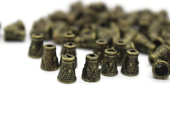Antique Bronze Spacer Beads, Mini Bead caps, filigree bead caps, End Cap, 8x6.5mm Tubular Caps, Bead caps, Tassel caps