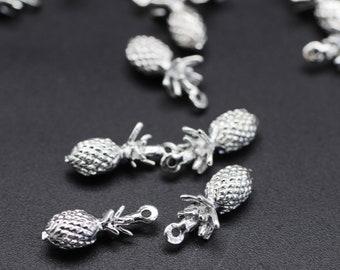 Shiny Silver Pineapple Charms, pineapple pendant, Necklace Jewelry, gift for her, Jewelry Making, necklace charms, pineapple jewelry, PABC