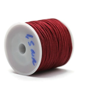1.5 MM Chinese Burgundy Nylon Cord, 49 Yards Macrame Bracelet Cording, Shamballa Beading Kumihimo String, Braided Shade Lift Cord TN
