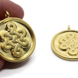 24K Matt Gold Endless Love Celtic Necklace, Nordic Norse Scandinavian Celtic Knot Pendant, Minimalist Viking Jewelry for Women