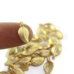 Gold Leaf Charm, Mini Leaf Charm, Gold Plated Leaf Charm, 15mm Gold Small Leaf, Leaf Gold Charm, Gold Charm Findings, Gold Findings