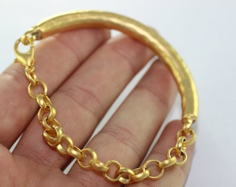 Handmade Gold Plated Cuff Bracelet Bangle - Hammered Bracelet 62 mm - DIY Jewelry Finding Lead Nickel Free Gold Electroplated