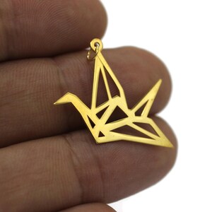 Origami Crane Gold Plated 925 Sterling Silver Necklace | Necklace | Geometric Necklace | Origami Crane Pendant | Japanese Paper Folding Bird