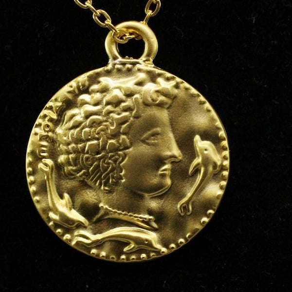 Roman Coin Pendant , 30x35 mm Gold Pendant, Gold coin charms, Roman Pendants, Medallion Pendant, Caesar coins, Gold Coins, CSRC