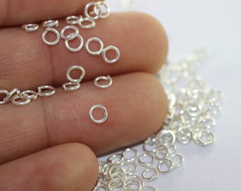 16 Gauge Bright silver Plated Jump Rings , 5 mm Tiny Brass Jump Ring Connector , Round Jumpring Connectors, JMPS