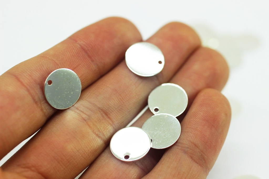 Small Rund Charm Silver Plated Tiny Round Charms 12 Mm Hole Connectors Round | Etsy