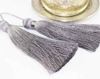 Grey tassel, Extra Large Silk Tassel, 110 mm Large Tassel, Mala Necklace Jewelry Making Supply, Tassel Pendant, tassel garland, PSK 018