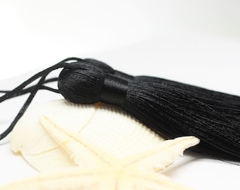 Black Tassel, Silky Tassel, 110 mm Large Tassels, Mala tassel, Jewelry Making, Tassel Pendants, jewelry tassel, PSK 049