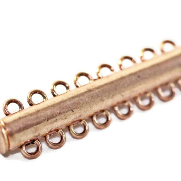 8 Hole Multi Strand Magnetic Clasp, Antique Copper Vintage Clasp, Tubular Bracelet Clasp 11x44 mm, Magnetic clips, TBC8