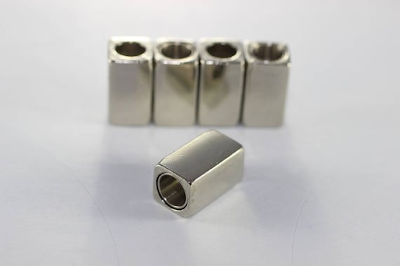 Packet 4 x Silver Tone Plated Brass Tube Magnetic Clasps 6 x 16mm HA11500