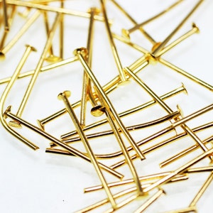 Gold Plated Head Pin - 0.85 mm x 15/20/25/30/35/40/50/60 mm Head Pins - 50/100/200 Pcs Head Pin - GNC 104