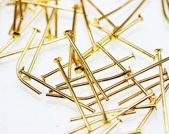 Pasador con cabeza chapada en oro - 0,85 mm x 15/20/25/30/35/40/50/60 mm Pasadores con cabeza - 50/100/200 piezas Pasador con cabeza - GNC 104