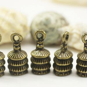 Antyczne Brązowe Koraliki, 22 x 10 mm Filigranowe Koraliki Stożkowe, Koraliki Chwostów, Filigranowe Kolczyki Z Brązu, Brązowe Warstwowe Stożki, Końcówki, ECKK