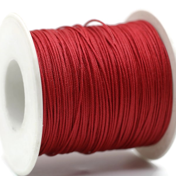 0.031 inch Chinese Knot Red Nylon Thread Lift Cord, 100 Yards Spool Macrame Bracelet Cording, Shamballa Beading Kumihimo String, BRS