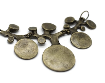 Vintage Parts - 6 Connettori Ottici Toppa In Bronzo Antico Handmade - Ciondoli Per Gioielli Fai Da Te, 32x19mm - 2