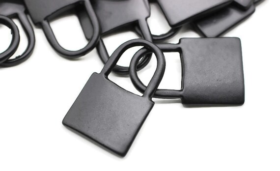 Matt Black Padlock Charms, 19x 30 Mm Mini Pendant Charms