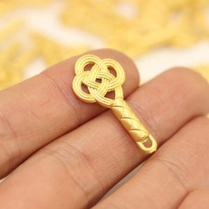 Gold Plated Celtic Tassel Charms, Bracelet findings, Necklace Findings, 14 x29 mm Tiny Celtic Charms, jewelry making, tassel making,