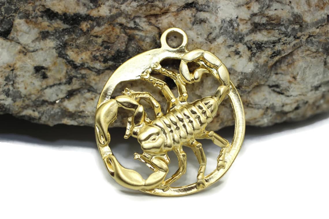 Matt Gold Scorpio Charms 34x38mm Zodiac Charms Horoscope Etsy