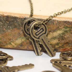 Antique Bronze Mini Key Charms 8X18 mm,  Key Pendant, Antique Bronze Key Charm - Necklace Pendats - Key Charms, Lock Charms,
