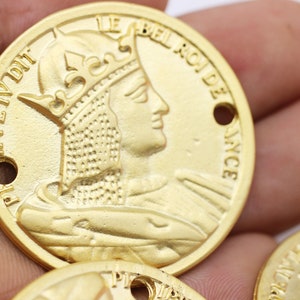 Byzantium Coin Pendant, Matt Gold Pendant, Gold Roman charm, Roman Pendants, Medallion Pendant, gold coin charm, Roman coins, BYZC