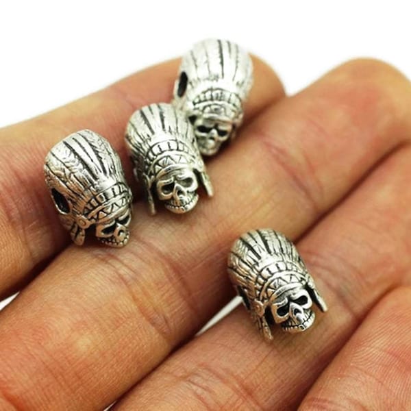 Matt Silver skull Beads, 16 mm Mini Indian Charm, Men Bracelet, Men Skull Charm, beads for bracelets, head bead