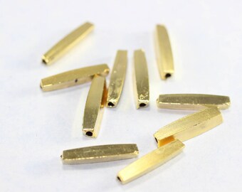 Cuentas de tubo chapadas en oro de 3 x 17 mm, Tubo de latón macizo, colgantes de tubo largos, cuentas espaciadoras, Cuentas geométricas, Cuentas de tubo,