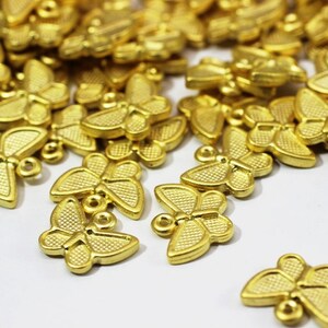 24 K Mat Gold Plated Tiny Butterfly Charms, 10 x12,5 mm Little Twinkle Butterfly Charms, Hanger Charms, Butterfly Hanger, BTCH